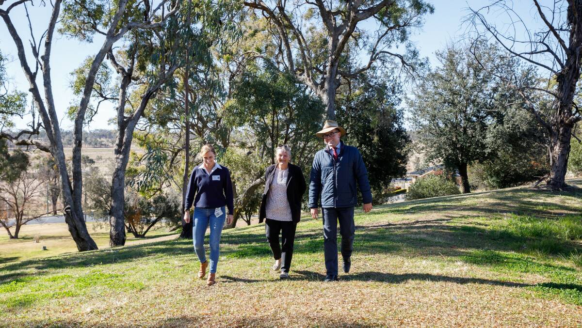 Inverell Health Services Manager Kath Randall, Hunter New England Health Tablelands Sector Operations Manager Catherine Jones and Northern Tablelands MP Adam Marshall inspecting the site where the new units will be built in the coming weeks.