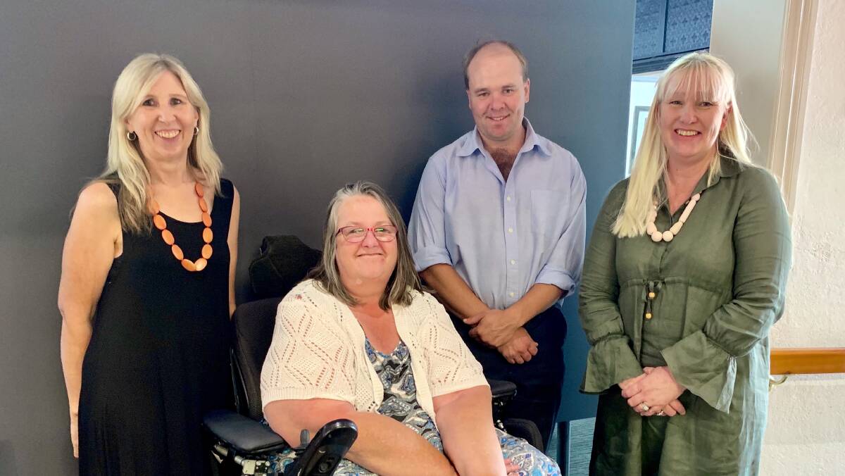 Gallery manager Jo Williams with gallery treasurer Valerie Turner, Rural Financial Councillor Geoff Mill and  Inverell Art Gallery president Christina Smith.