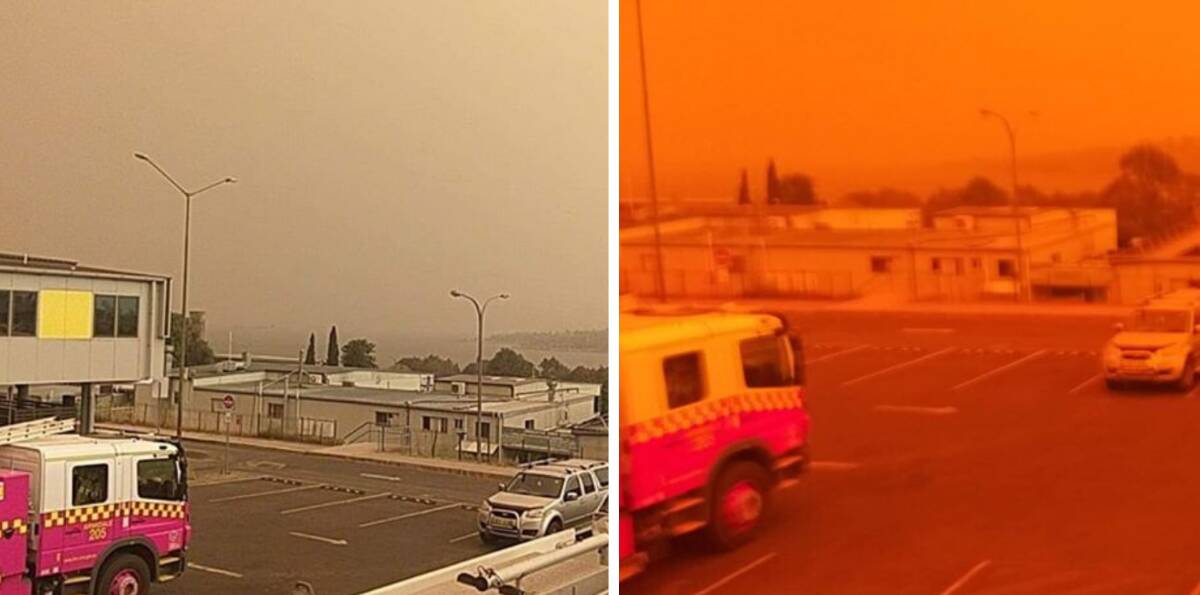 Taken 10 minutes apart, the photos by Inverell fire captain Robbie Wighton shows the sky change colour at Jindabyne.
