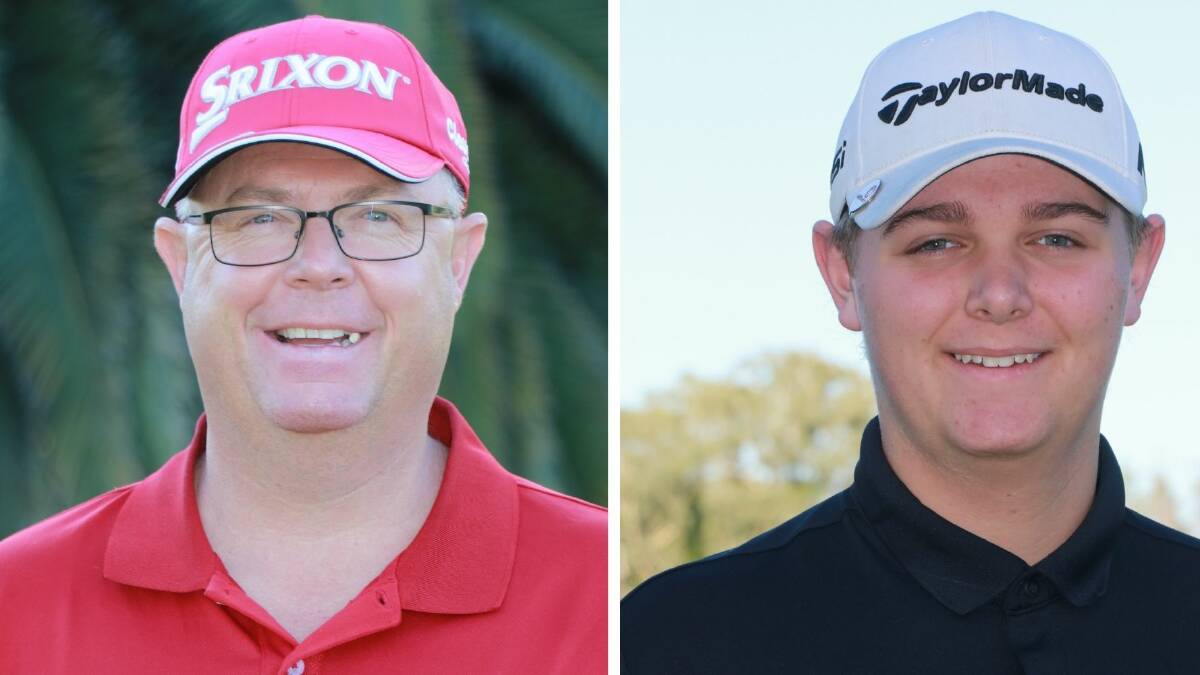 Jason and Lachlan Coakes were both among the best golfers in the March Sutton Insurance Brokers Monthly Mug on Saturday. Pictures: Dick Hudson