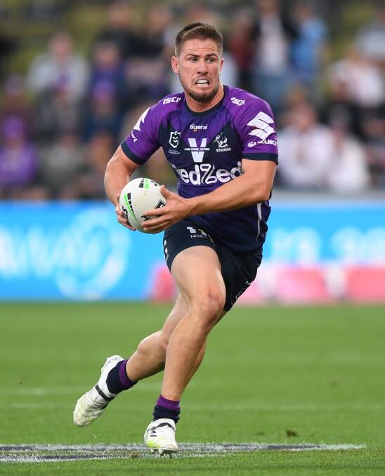 CIRCA 2020: Chris Lewis in action for the Storm during his breakthrough season. Photo: Melbourne Storm