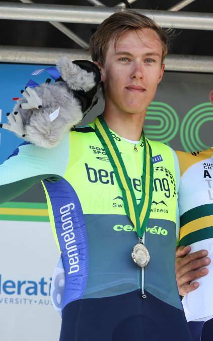 PODIUM PRIDE: Sunderland claims under-23 criterium silver at the road nationals in January.