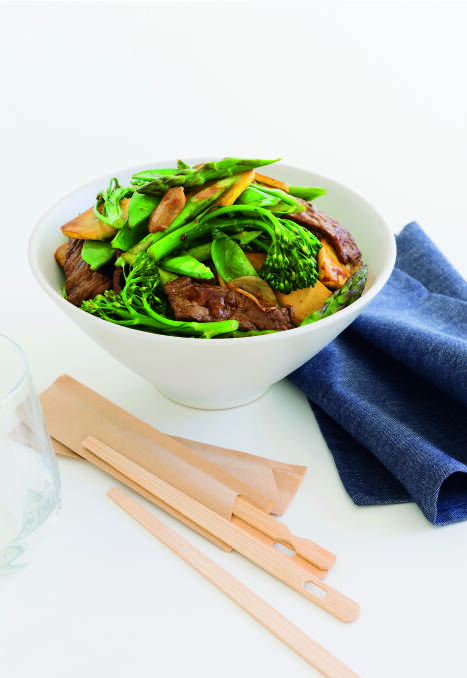 Hoisin beef stir-fry with spring vegetables. Picture: Supplied