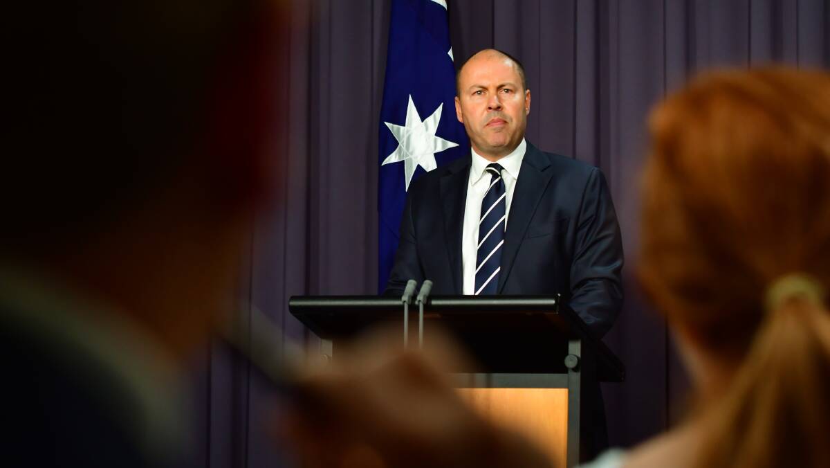 Treasurer Josh Frydenberg reveals Australia's Mid-Year Economic and Fiscal Outlook. Picture: Elesa Kurtz