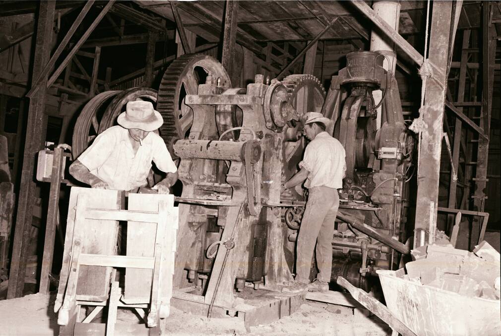 HARD AT IT: Workers at the brickworks in 1968. 