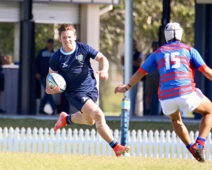FULL FLIGHT: Campbell Watchirs captained Brisbane Grammar's GPS rugby union team. Photo: Vince Edmonston
