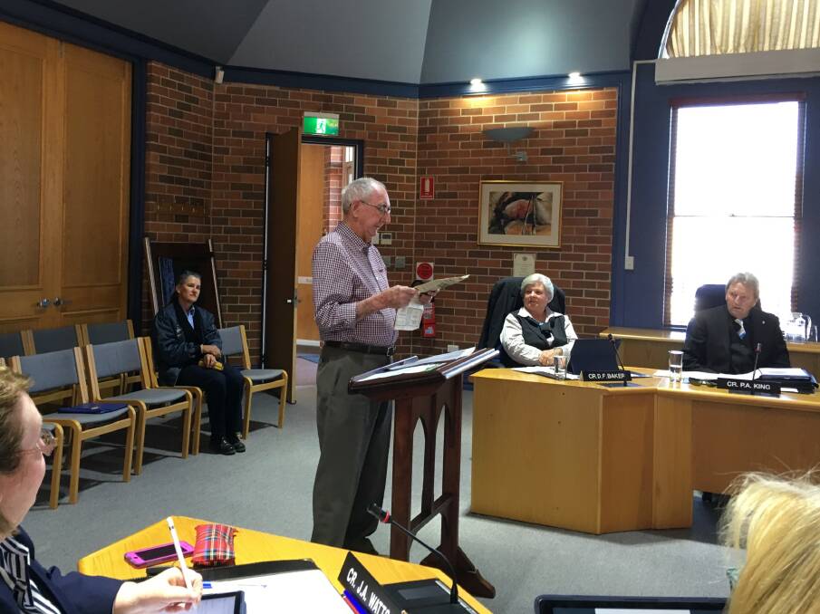 Respected campaigner: Bob Bensley asks Inverell Shire Councillors to consider the redevelopment plans carefully. Photo: Heidi Gibson