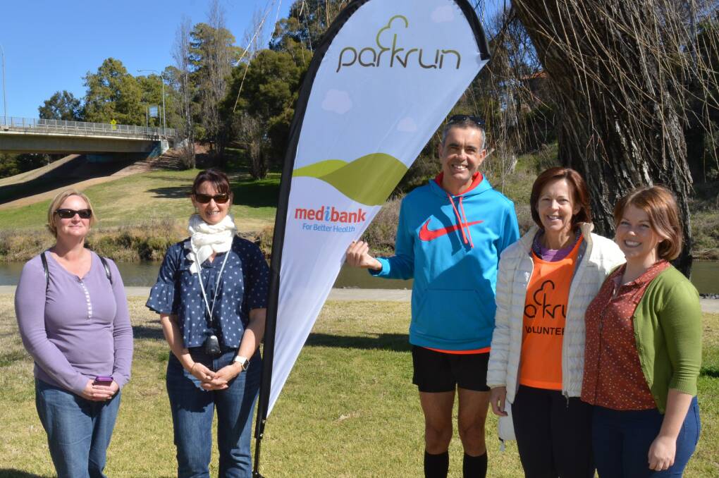 Get ready: Nicole Webb, Marina Woodward, Dale Murray and Heather Williams prepare for the first Inverell parkrun on September 2. Photo: Harold Konz