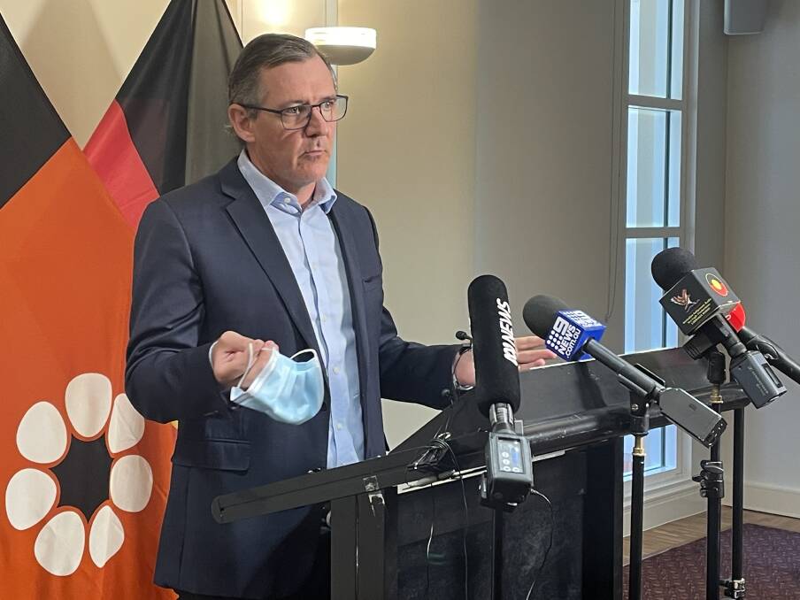 NEW CASES: Northern Territory Chief Minister Michael Gunner at today's press conference. Image: Sarah Matthews