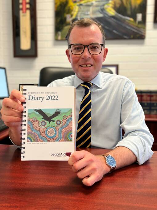 Member for Northern Tablelands Adam Marshall is encouraging the regions seniors to claim their free 2022 NSW Legal Aid diary. Picture: supplied. 