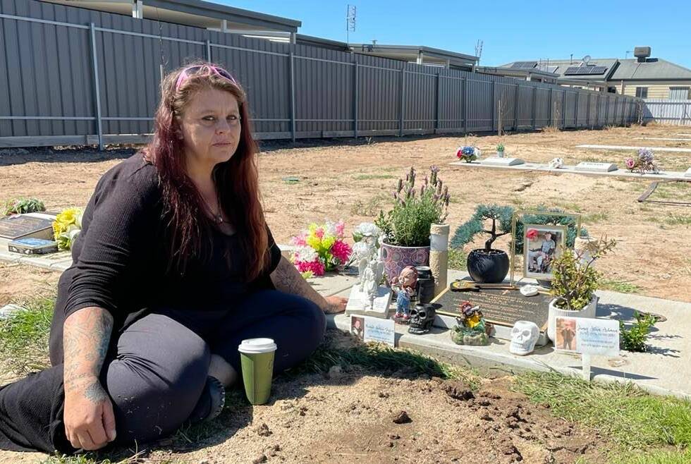 UPSET: Horsham's Amanda Duffin has condemned the behaviour of vandals at her late husband's gravesite. Picture: CASSANDRA LANGLEY