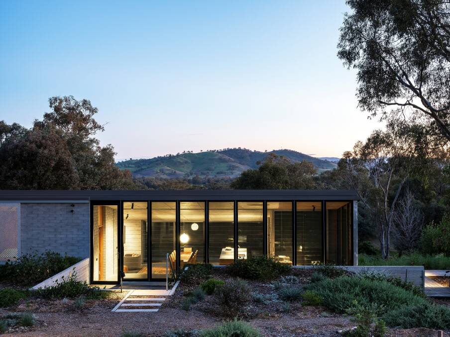 The design of the East Street home in Albury, frames and captures the stunning views south to Mt Huon. 
