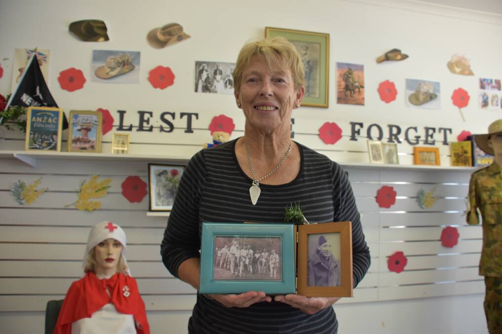 Annie Soutter with photos of her father during his training in Egypt and embarkation. 