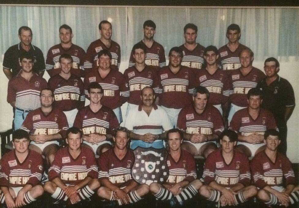 The reserve grade winners of 1993 were coached by Greg Smith and Chris Luxford. (Back) Doug Goldman, Dennis Hodges, Paul Marshall, Neil Rodgers, Craig Jones, Mark O'Brien. (Third row) Tim Parkes (manager), Bob Hallam, Darren Pay, Brett Butcher, Chris Pay, Michael Deverell, Dick White and Ted Edmonds. (Second row) Dan Lennon, David McMahon, Greg Smith (coach), Chris Luxford, Michael McClennan. (Front) Chris Williamson, Paddy Miller, Brett Tome, Steve Clarke, Greg Reilly and Eddy Redfern. 