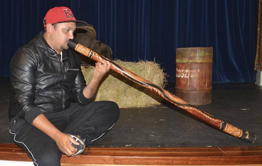 Inverell didgeridoo player Josh Blair helped teach the men basic breathing techniques.
