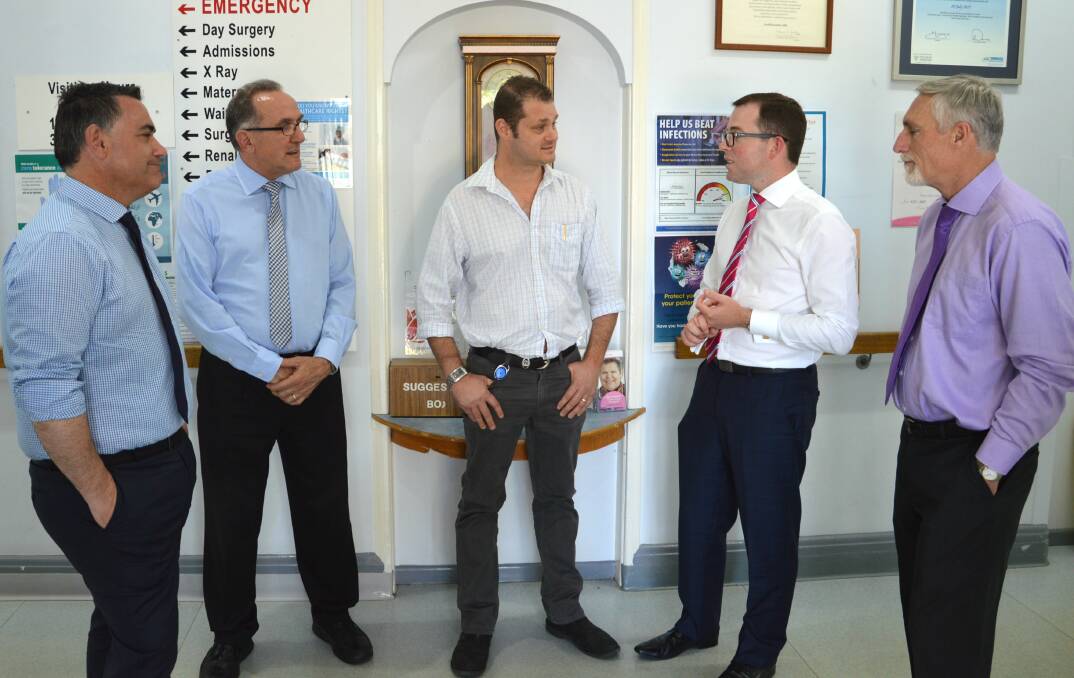 CHANGE UNDERWAY: The Deputy Premier John Barilaro (far left) visited the Inverell Hospital in late 2016, with deputy mayor Anthony Michaels, hospital health services manager Hamish Yeates, Northern Tablelands MP Adam Marshall and Inverell mayor Paul Harmon. 