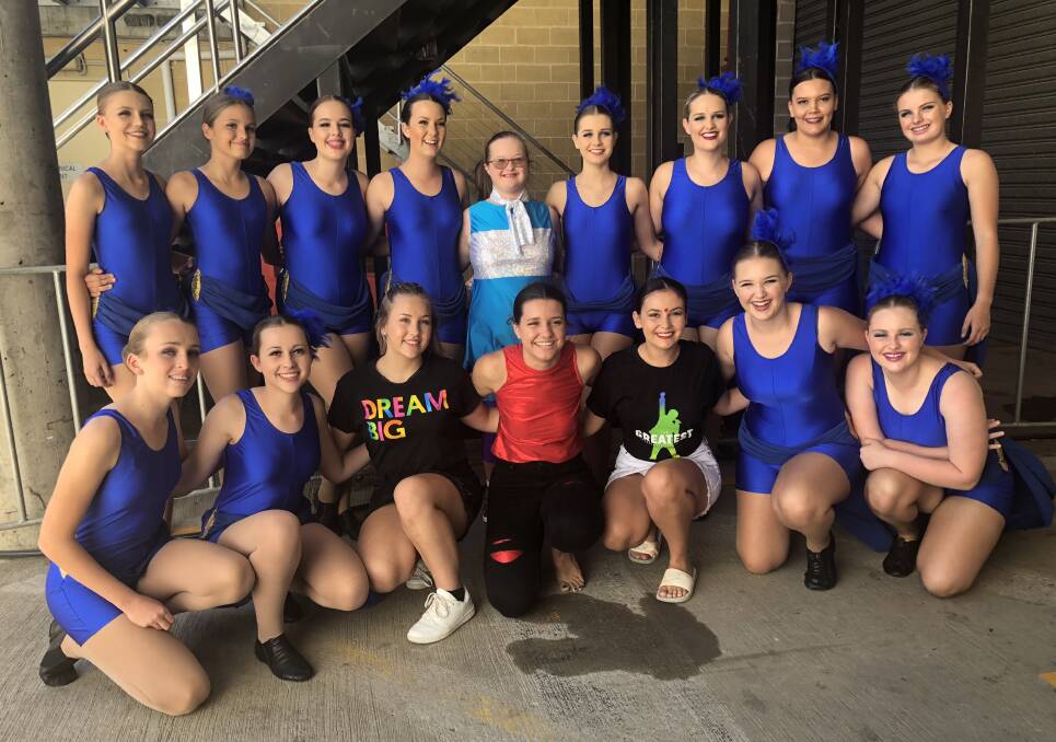 Glamorous: The 16 young dancers filmed Schools Spectacular in Sydney earlier this year. Several Inverell dancers will feature in segment three of the television special, and can be spotted wearing blue and gold, dancing to Kylie Minogue.