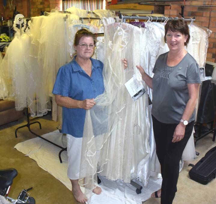Gail Harris and Allison Lane with Gale's collection.