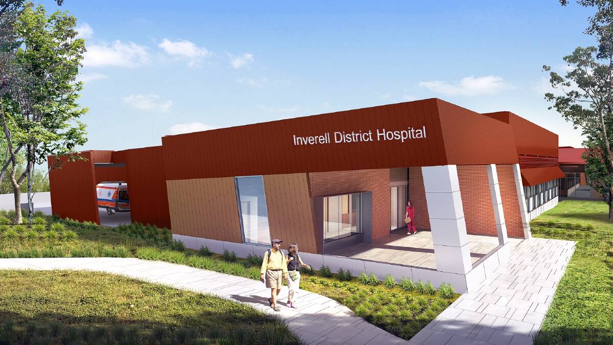 An early artist’s impression of the Inverell Hospital redevelopment, depicting the main entry and ambulance bay. Image courtesy of NSW Health Infrastructure.