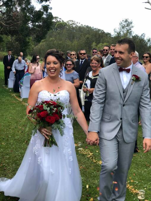 Emma on her wedding day with new husband Aaron Pisani. 