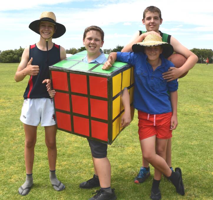 DEDICATED: Sam Lavender, Hamish Williamson, Ben Turner and Noah Hilton. Hamish thanked his mum for all her effort on the Rubik's cube costume.