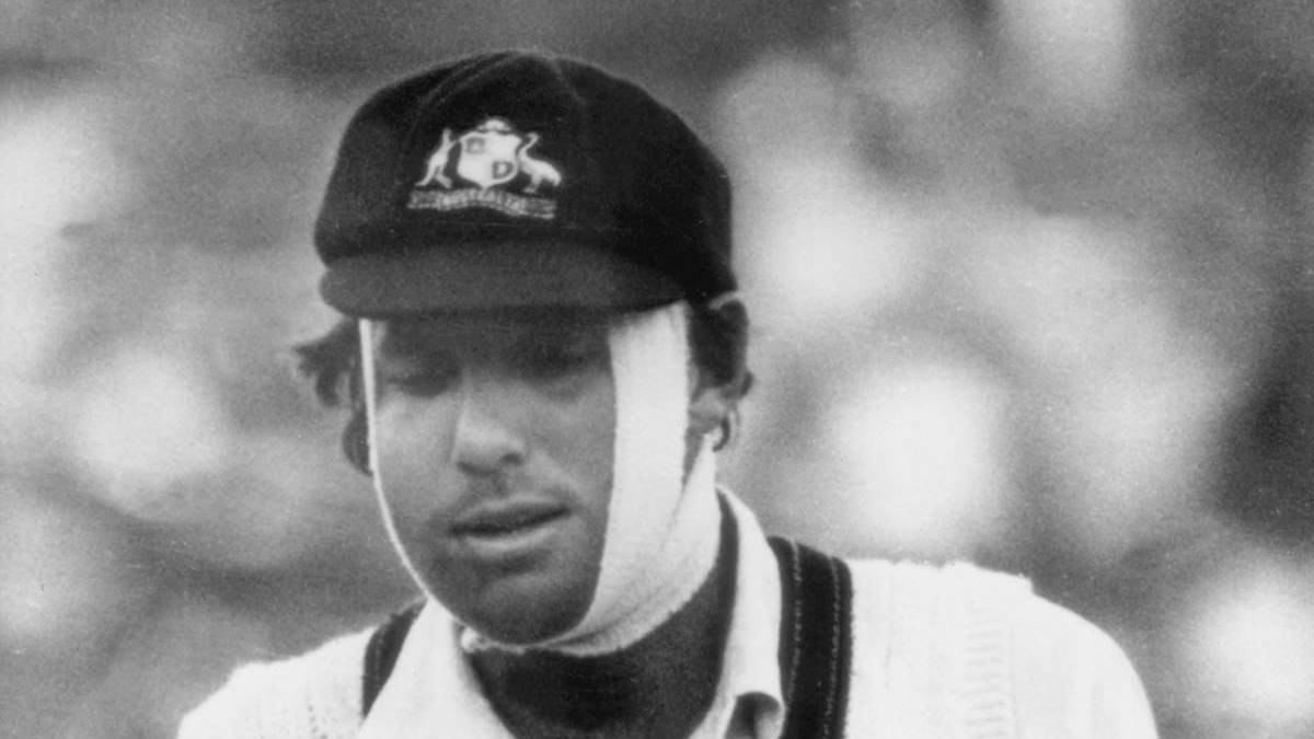 Famous image: Rick McCosker during the Centenary Test in 1977.