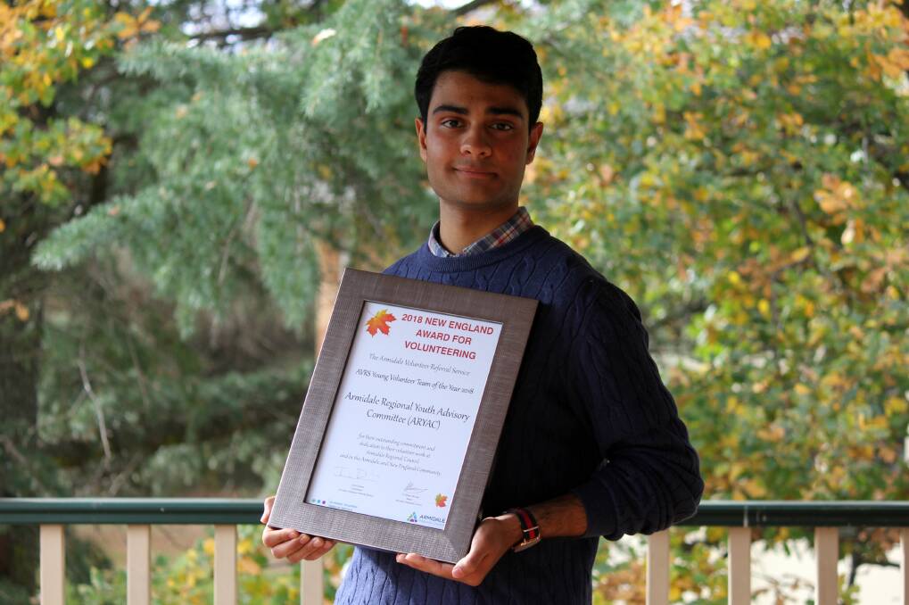 ALL SMILES: Armidale Regional Youth Advisory Committee chair Subhanu Abbaraju accepted the Youth Team of the Year award on Tuesday. Photo: Madeline Link