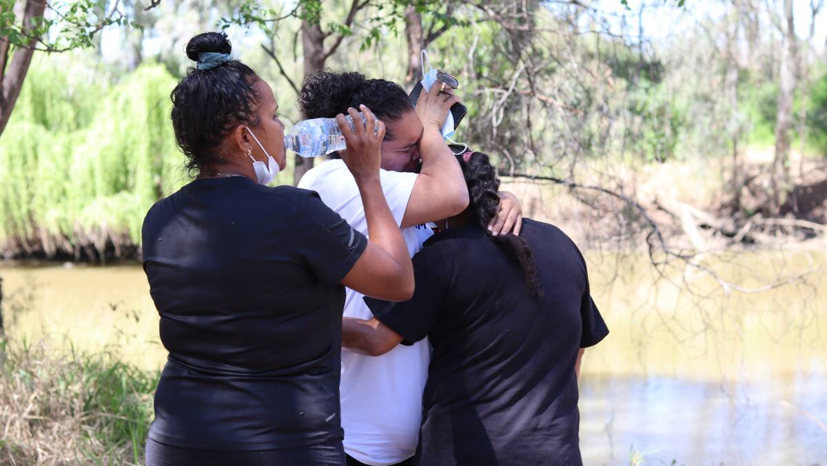 FAMILY: Gomeroi man Gordon Copeland's family at the launch of the renewed search on Wednesday. Photo: Jacinta Dickins