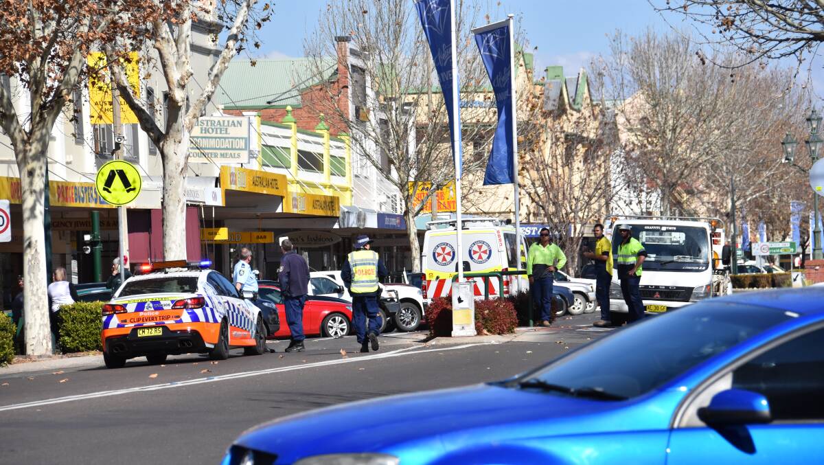 Byron Street: Local police and paramedics were called to the main street of Inverell on Friday morning following reports of a man being struck at the raised pedestrian crossing.