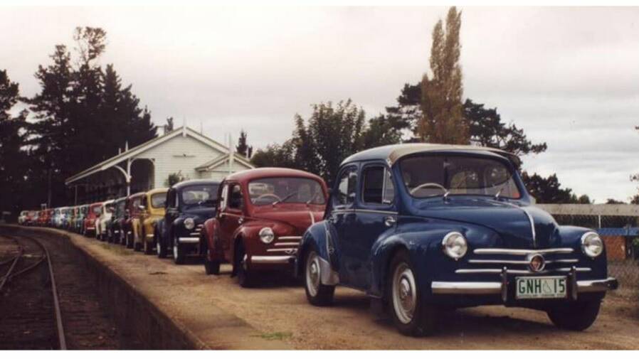 Historic: 4CVs lined up on Stanthorpe Railway Station during the 6th muster in 1999.