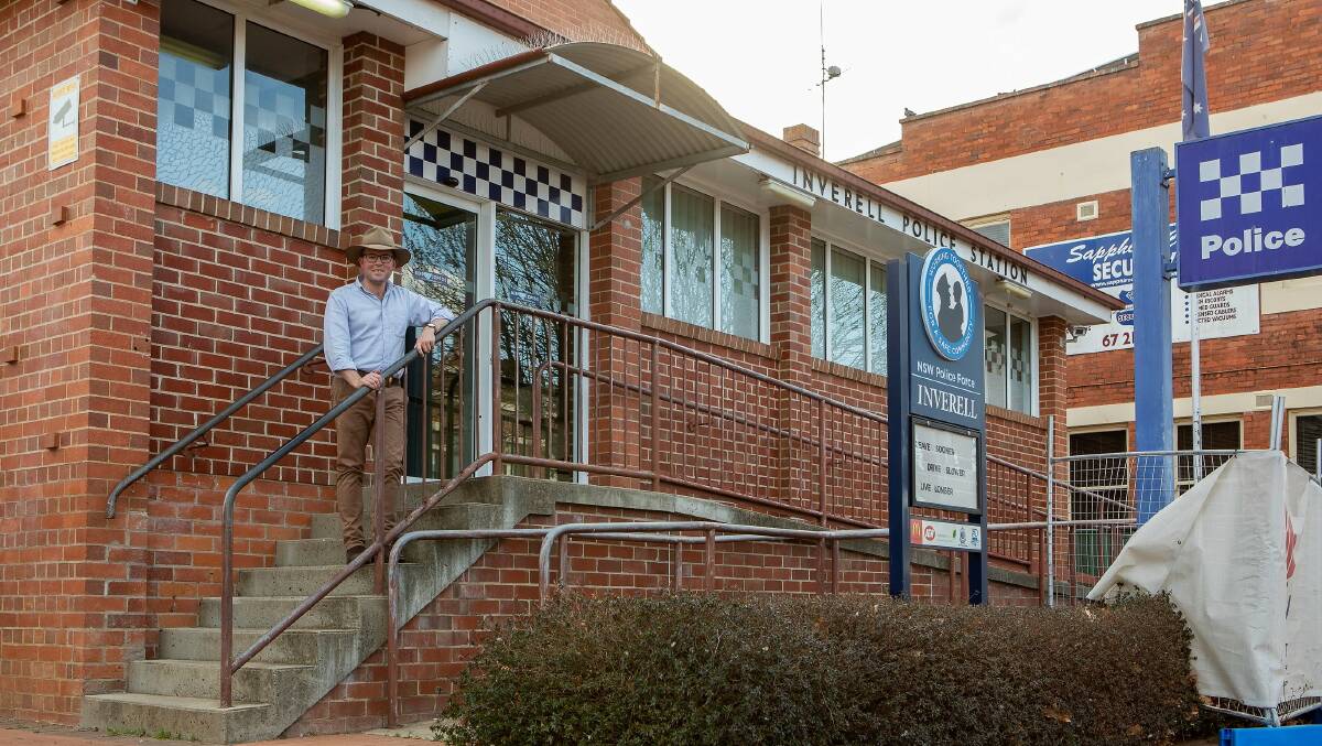 Northern Tablelands MP Adam Marshall outside the Inverell Police Station, which will soon be replaced by a new modern station.