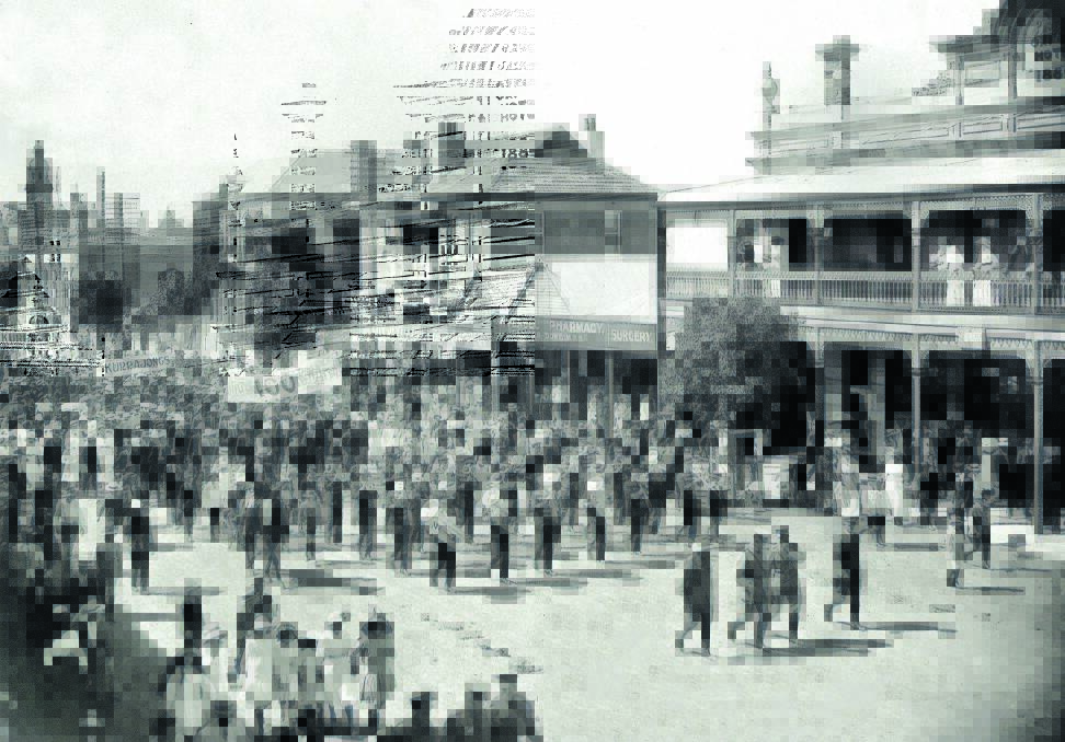 Thousands lined the streets of Inverell on January 12, 1916 to farewell 114 district men heading off to serve their country in WWI. Photo:  Inverell and District Family History Group.