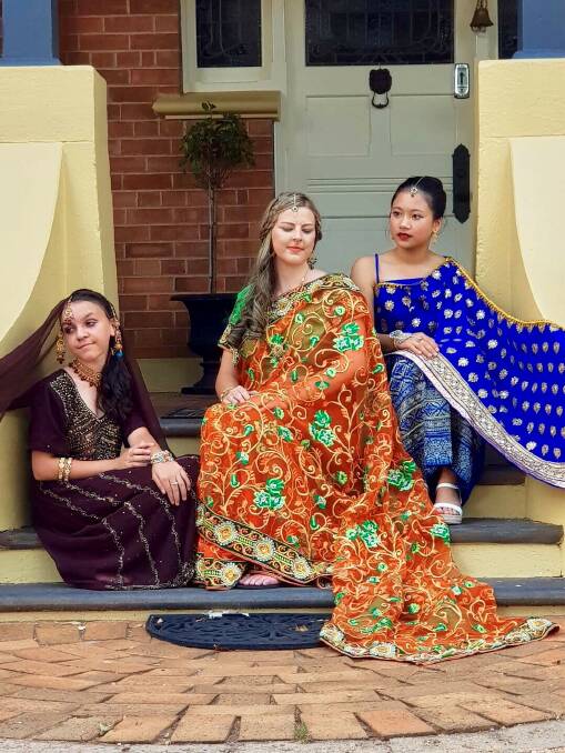 Bollywood: Lilliana Connoors, Mikaela Bennion and Anita Thivakon in beautiful traditional outfits.