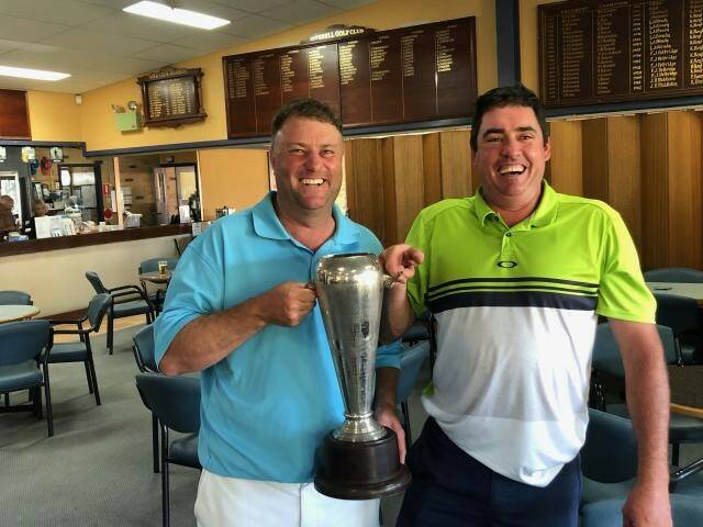 Good game: Matt Warrell and Paul Stirling hold the Inverell Christmas Cup.