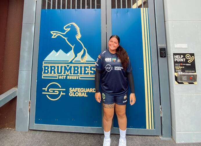 Almost five years after playing her first-ever rugby tournament there, Leilani Tevaga finds herself back in Canberra, with a dream shot of playing Super W. Picture Supplied.