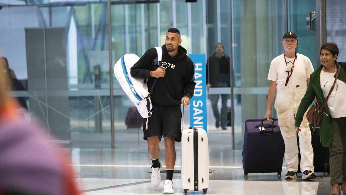 Nick Kyrgios flew out of Canberra Airport last week. Picture: Keegan Carroll