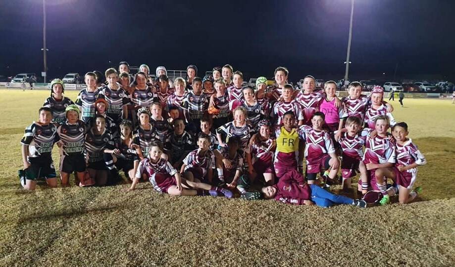 NEVER GAVE UP: The Inverell Hawks and Glen Innes Magpies teams after the replayed semi final on Wednesday night. Photo: Inverell Minor League.