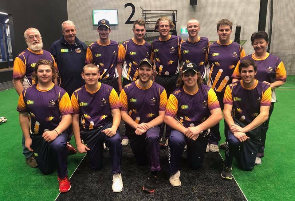 Taine Riley (back, second from right) and the under-21s NSW Cyclones Country indoor cricket team.