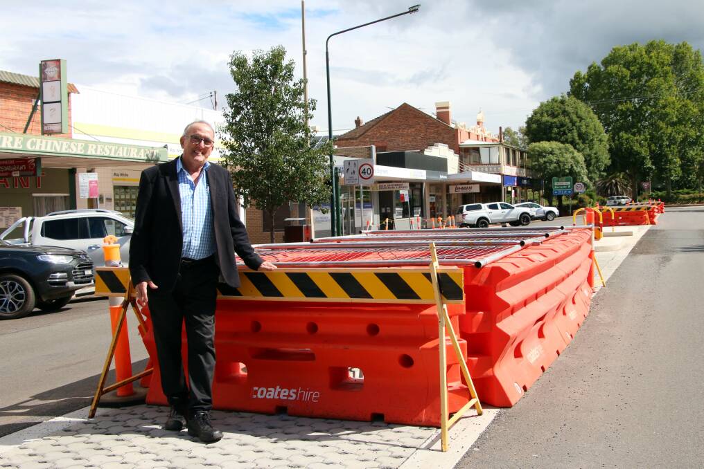 Inverell deputy mayor Anthony Michael inspects the progress of the Byron Street renewal. Photo: contributed.