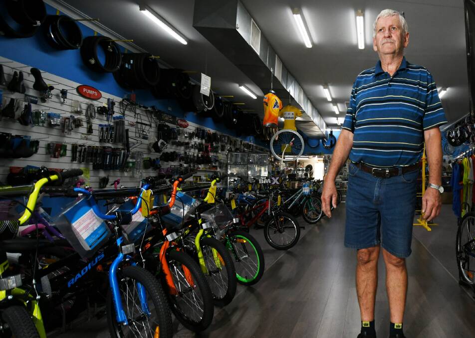 Tamworth Bicycles owner Tom McCluand has a lot less stock than normal due to the industry shortages at the moment. Photo: Gareth Gardner