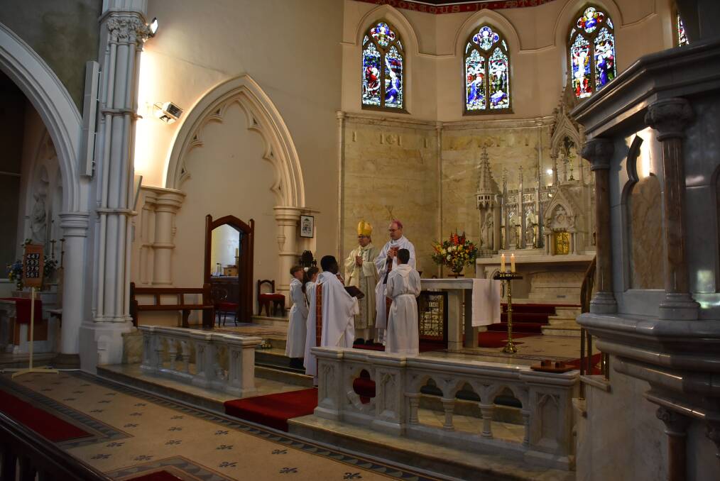 MASS: Archbishop Yllana and Bishop Kennedy at Sts Mary and Joseph Cathedral, Armidale. Photo: Nicholas Fuller