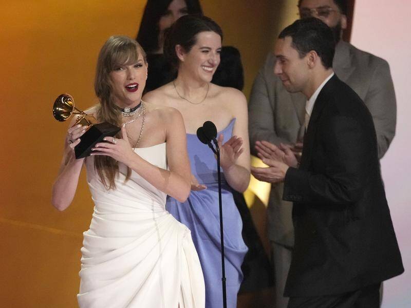 Taylor Swift won the Grammy for album of the year for a record fourth time for Midnights. (AP PHOTO)