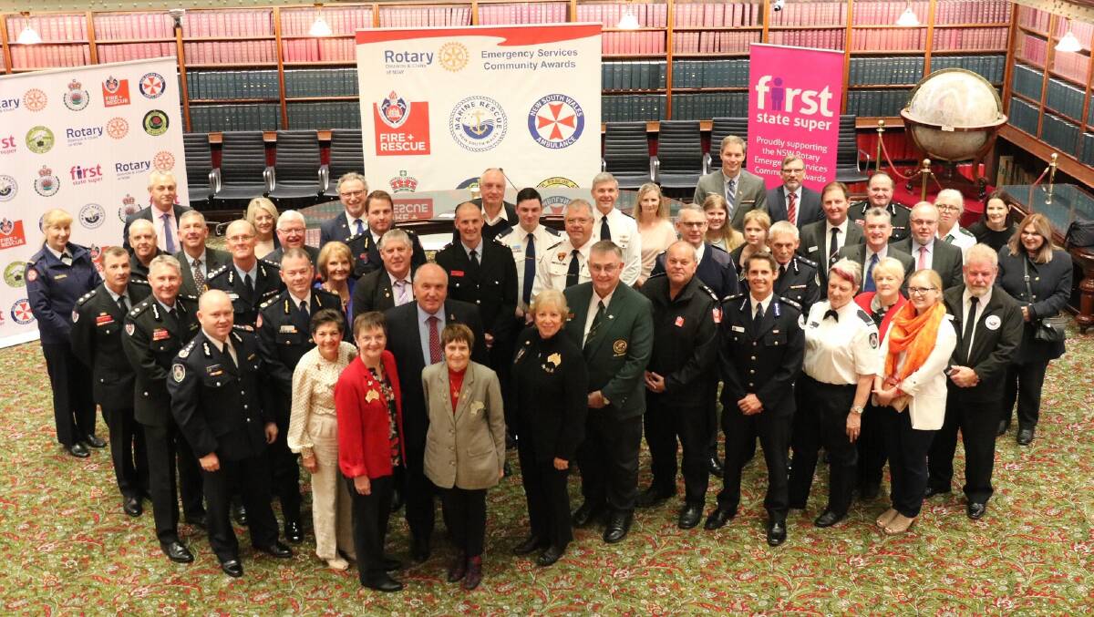 HEROES: Finalists in the 2019 Rotary NSW Emergency Services Community Awards with Minister for Emergency Services David Elliott.