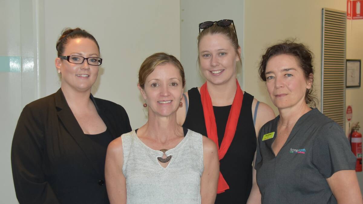 INTERESTED: Arna Henry, Sally McPhie, Brooke Godwin and Homes North CEO Maree McKenzie got a chance to talk at Growing Into the Future held at the Armidale Bowling Club n Monday Morning.