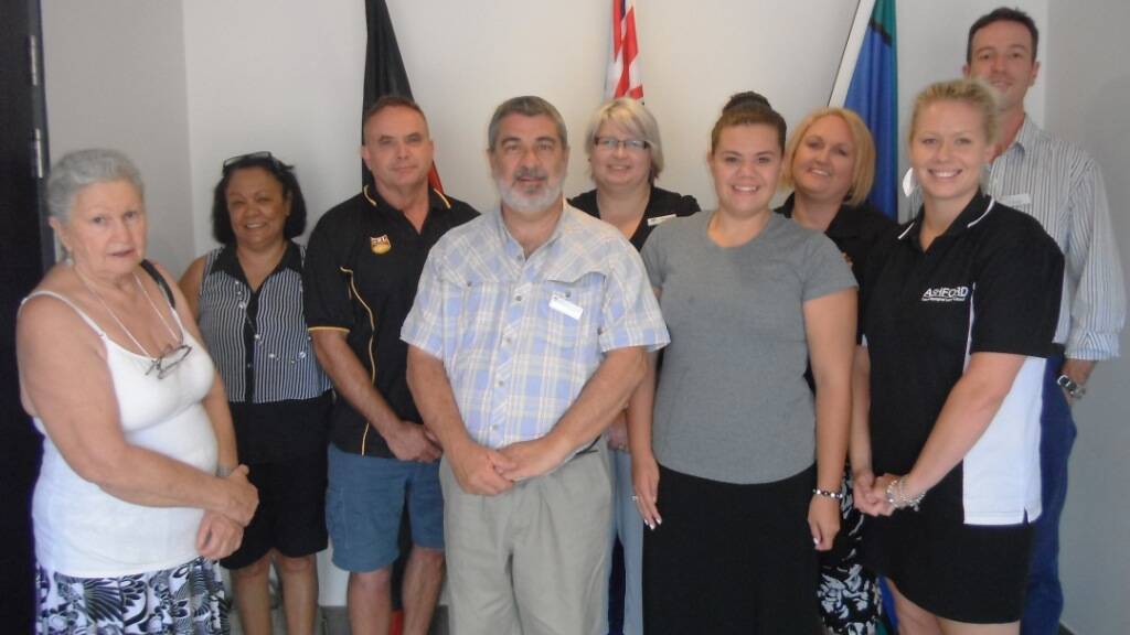 LANGUAGE PROJECT: The Aboriginal Language Book Project Committee (from left):  Noeline Briggs-Smith OAM, Bernadette Duncan, Ivan Lackay, Harry White, Sonya Lange, Ash Lackay, Lorrayne Riggs, Pene Riggs and Luc Farago.