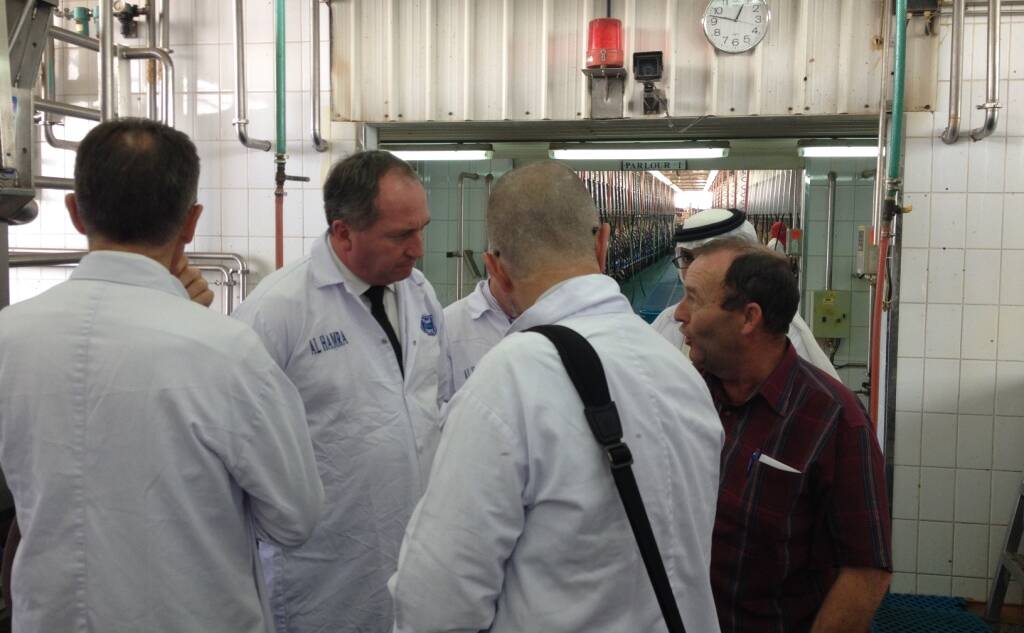 I KNOW EXACTLY WHERE I AM: Barnaby Joyce at a Saudi dairy last week to discuss trade opportunities.