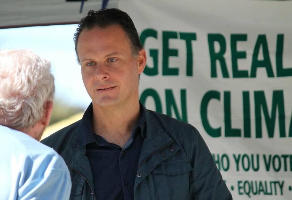 CAMPAIGN TRAIL: NSW Greens candidate Mercurius Goldstein at the Inverell Markets on Sunday.