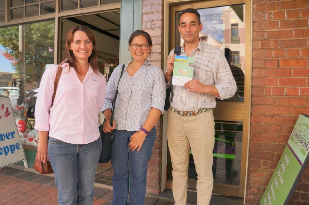 Farm-Link project officer Rachel McLay, senior project manager Fiona Livingstone and Nuffield Farming Scholar Aarun Naik outside the Byron Street Farm-link office.