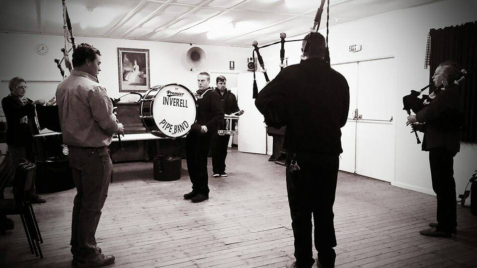 Inverell pipers practice in the old hall. Photo: Facebook.