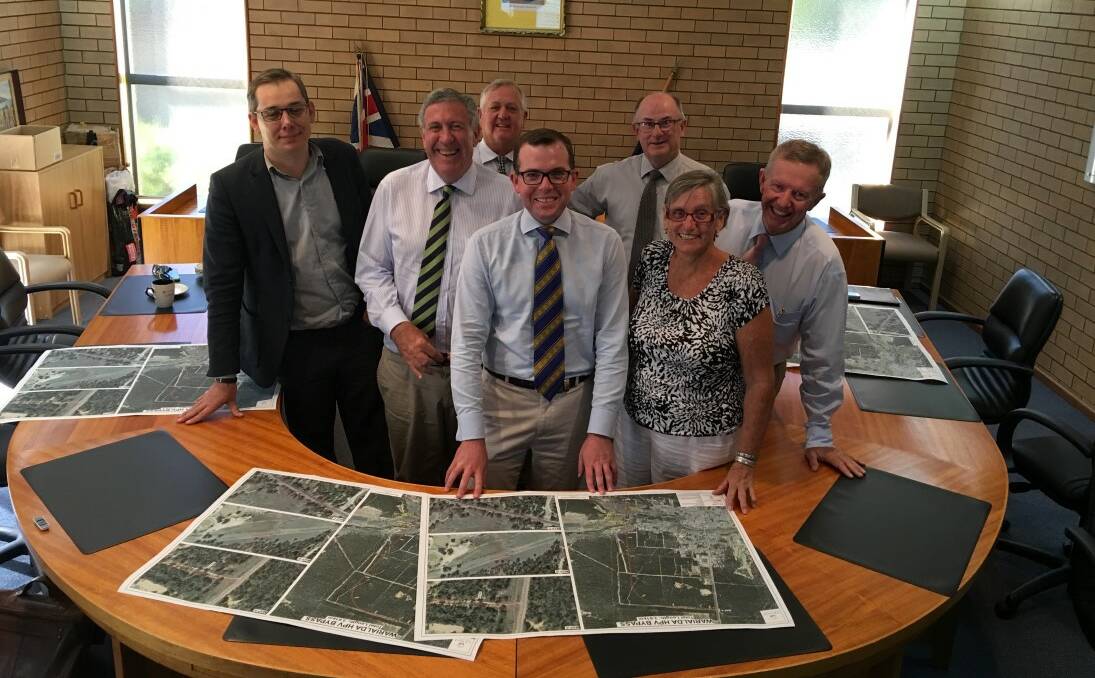 PLANNING: Gwydir Shire Council assets and design manager Alex Eddy, Minister Duncan Gay, mayor John Coulton, Northern Tablelands MP Adam Marshall, general manager Max Eastcott, Cr Kerry McDonald and Member for Parkes Mark Coulton.